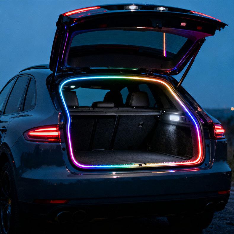 Светодиодная полоса атмосферной подсветки багажника автомобиля, гибкая, RGB, разноцветная, неоновая, управление через приложение, аксессуары для автомобиля, неоновые огни 4