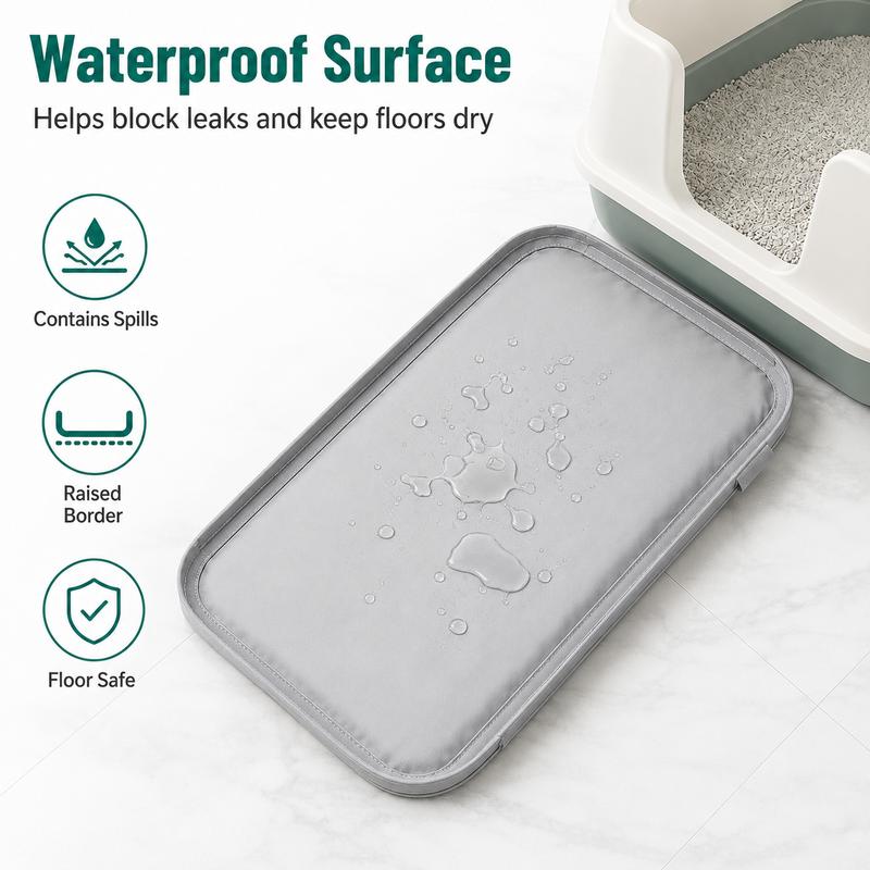 Cumrige Cat Litter Trapping Mat For Kitty Litter Box, Non‑Slip Washable Pet Cat Sand Catcher Pad, Waterproof Urine‑Proof Floor Protector Mat For