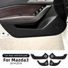 4PCS Car Door Anti-Kick Protection Pad for Mazda 3 2014 2015 2016 2017 2018 Suede Leather Carbon Fiber Style Interior Sticker