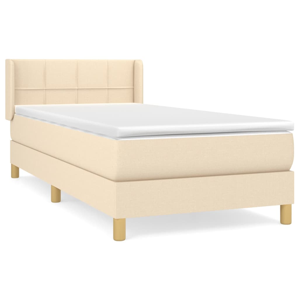 Box Spring Bed with Mattress Cream 100x200 cm Fabric