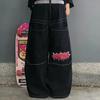 Y2K Hip Hop Streetwear Wide Leg Straight Cut Denim Pants Men Fall Casual Loose Fit Cotton Jeans
