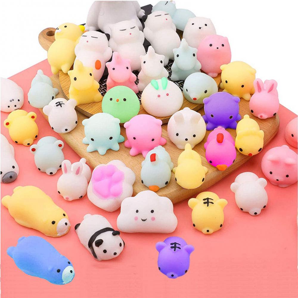 50PCS Mochi Squishy Squeeze Toys Mini Animal Anti-stress Toys Party Favors Stress Relief Toys Packs