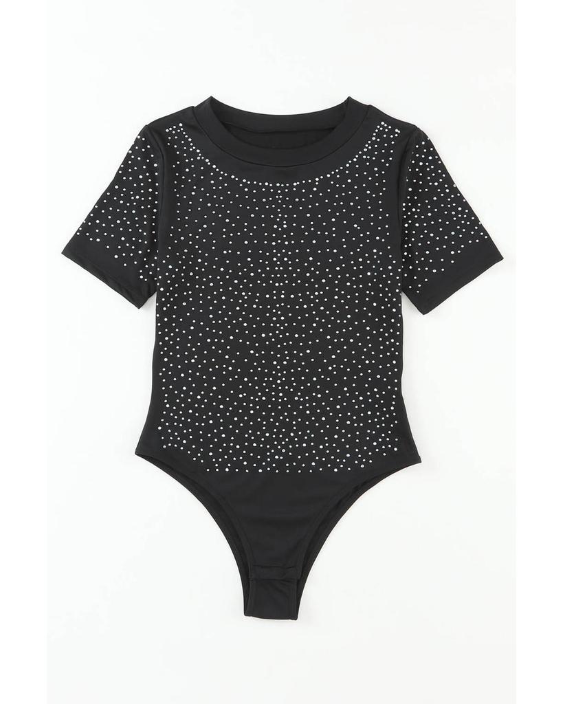 Azura Exchange Боди с короткими рукавами, украшенное стразами