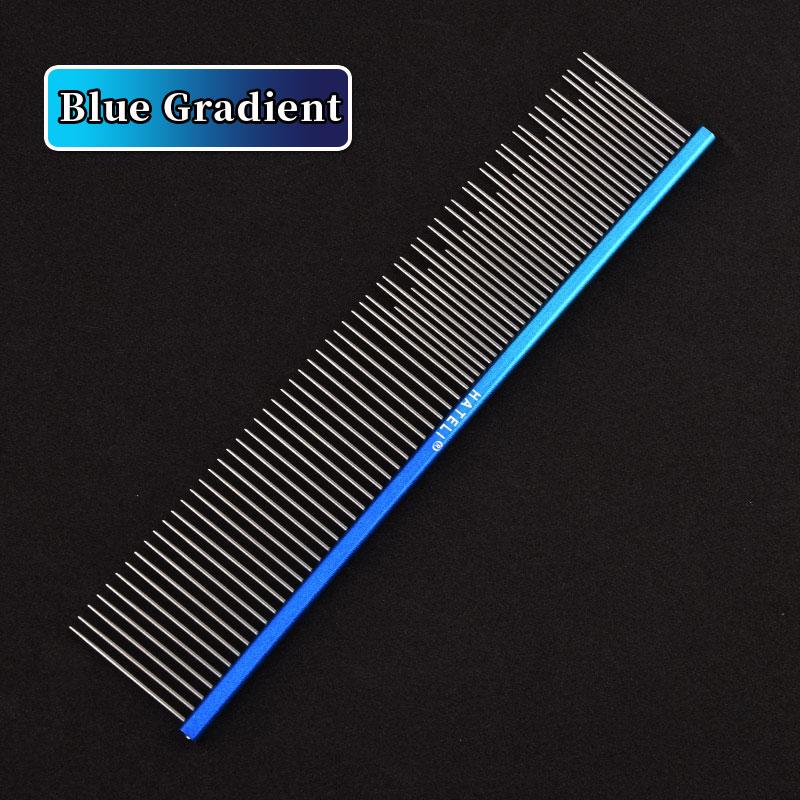 19cm Color Metal Pet Comb Long Short Needles Grooming Stainless Steel Comb Removes Loose Hair Tangles Professional Cat Dog Comb