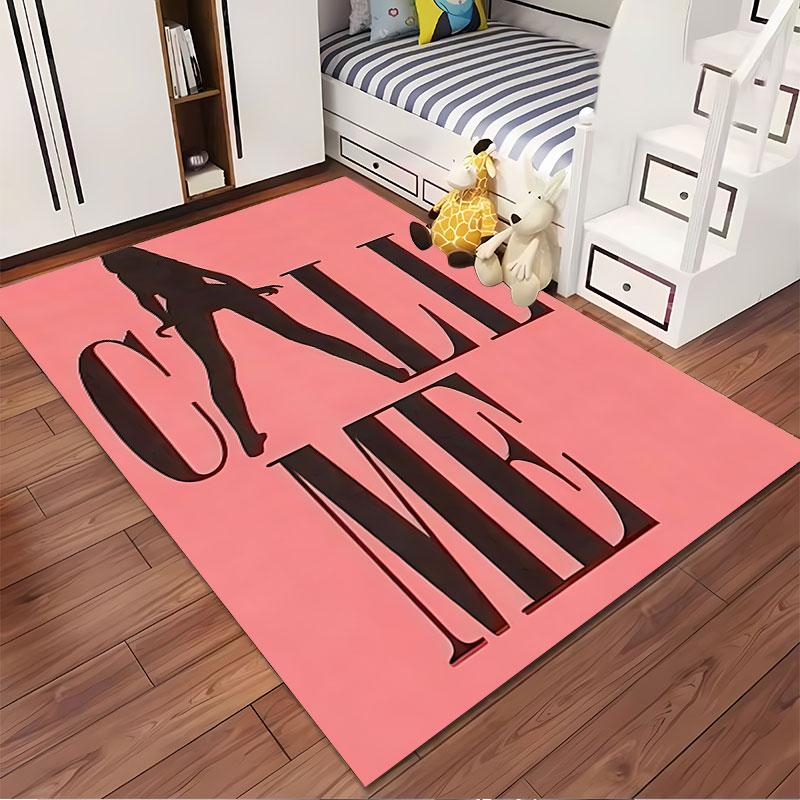 Call Me Text with Silhouette suitable as a non-slip mat for the living room or bedroom sofa