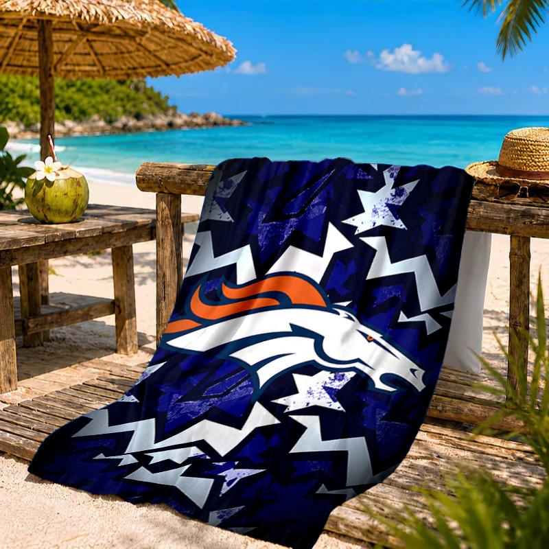 Пляжное полотенце с логотипом Denver Broncos, Быстросохнущее, Легко ухаживать, Подходит как для фитнеса, так и для пляжного отдыха, Спортивный незаменимый аксессуар