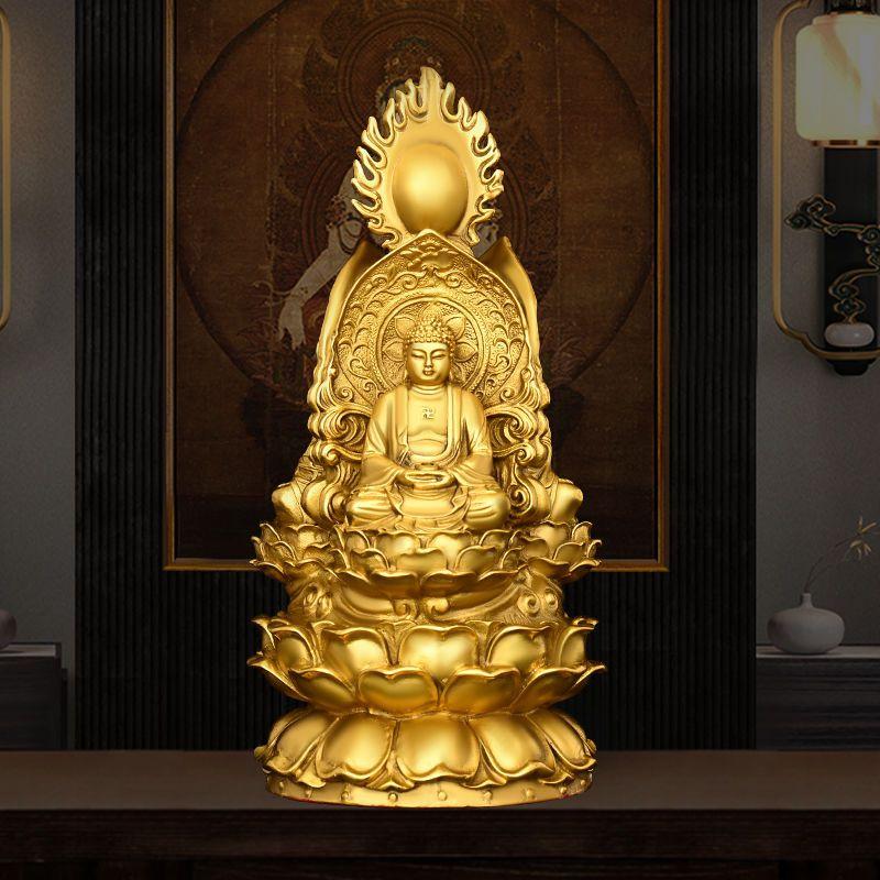 Китайский стиль Чистая медь Трехсторонний Будда Украшение Шакьямуни Кшитигарбха Благословения Украшения