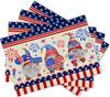 4/6pcs Patriotic Stars Stripes Print Single-Sided Heat Resistant Placemat Set for Independence Day Table Decor