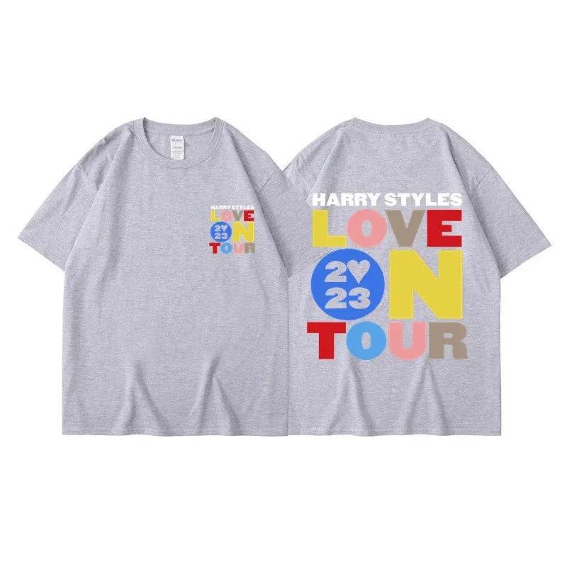 Гарри Стайлс Love On Tour Мужская Летняя Футболка с Коротким Рукавом 100% Хлопок Y2K Хип-Хоп Уличный Повседневный Модный Топ Футболки