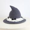 Halloween Hat Wool Knitted Wizard Hat Spire Big Eaves Party Personality Play Hat