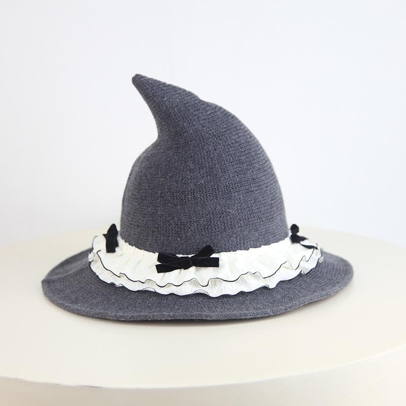 Halloween Hat Wool Knitted Wizard Hat Spire Big Eaves Party Personality Play Hat