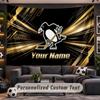 Wall Hanging Tapestry Custom NamePittsburgh Penguins Pattern Personalized Printed Fabric Wall Decor