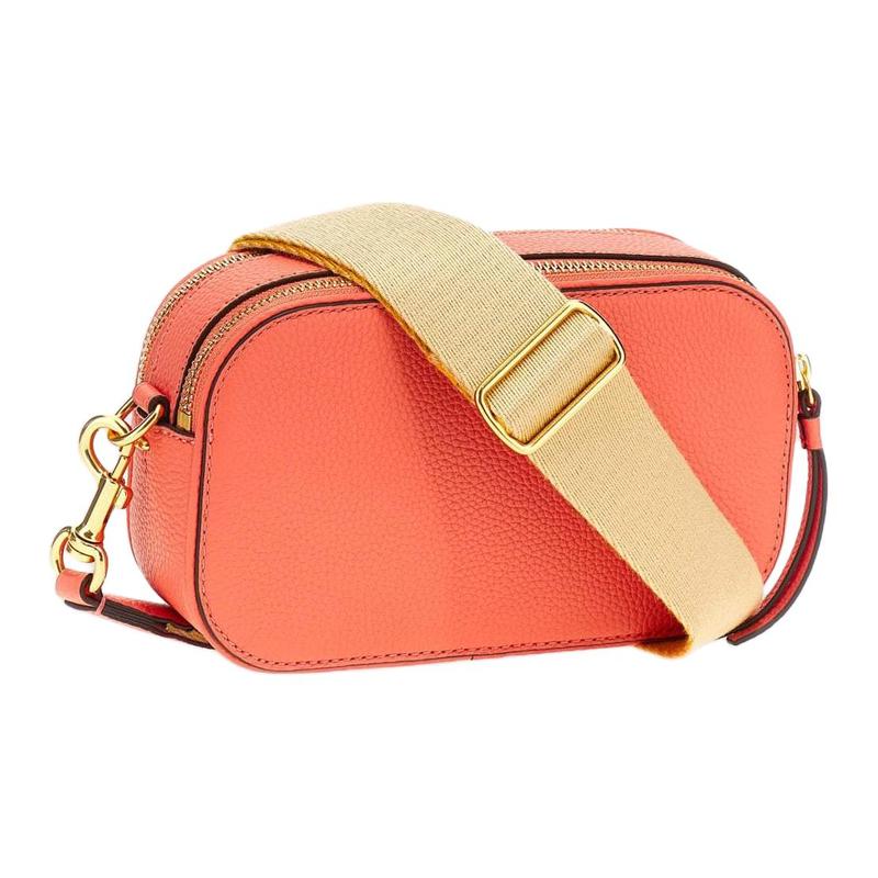 TORY BURCH Miller Adjustable Removable Web Strap Pebbled Leather Shoulder Crossbody Bag Mini Women's Coral Pink 158488-650