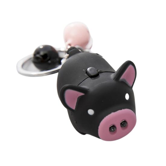 Брелок для ключей Yousheng Cartoon Pig с колокольчиками, светодиодными лампами, подвеской-брелоком со звуковыми эффектами, подарок на Новый год и день рождения
