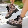 Fashion Autumn/Winter New Platform Modern Ankle Boot Women Round Toe Printed Lace-up Thick Bottom Motorcycle Boots Gothic Shoes