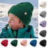 Bolalar Kuz Qish To'qilgan Shlyapa Qirsiz Bir Xil Rang Qalinlashtirilgan Jun Qoplama Beanie Shlyapa O'g'il Bolalar Qiz Bolalar Shlyapasi Bosh Kiyim