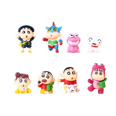 8 шт. Мини фигурка Nohara Shinnosuke Q-версии, милая фигурка аниме Shin-chan Crayon, маленькая куколка