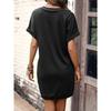 Женские повседневные однотонные платья с V-образным вырезом и карманами с короткими рукавами, модные свободные повседневные платья