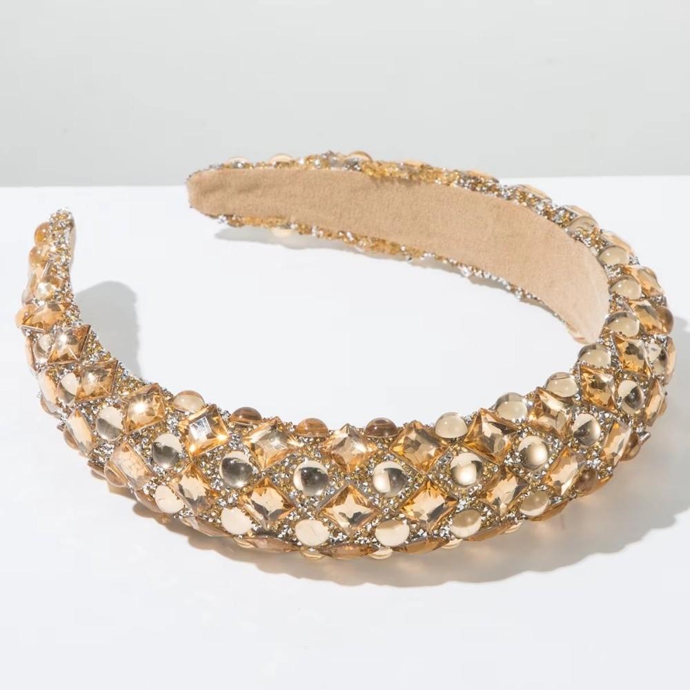 Full Rhinestone Resin Pearl Headband Korean Style Luxury Hairband For Women Gift