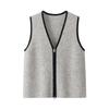 Thick 100% Cashmere Ribbed Cardigan with Dual Zipper & V-Neck Layered Vest