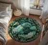 Verdant Greenery Botanical Round Area Rug Magical Aesthetic Living Room Green Home Decor Plant Loving Bedroom Gift Emerald Teal