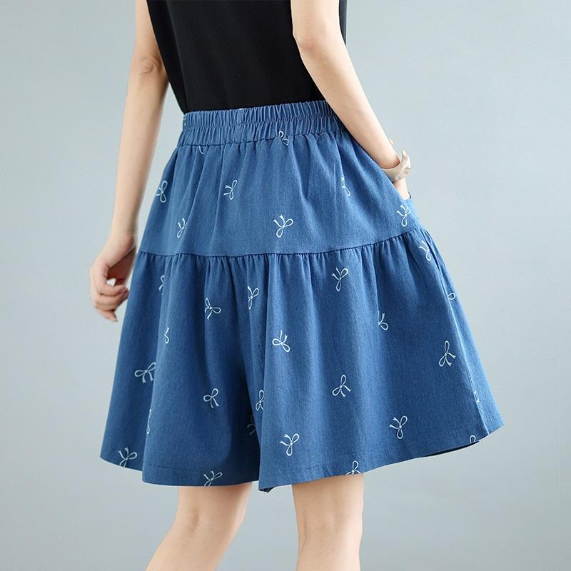 Винтажные джинсовые шорты большого размера с высокой талией и бантом, повседневные, свободные, летние, для женщин, короткие джинсы