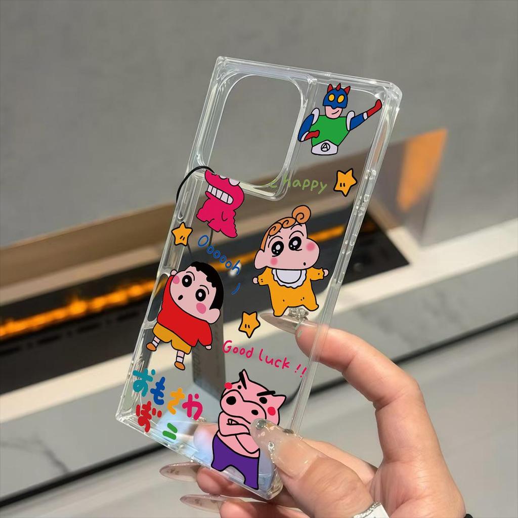 Прозрачный квадратный чехол-накладка для iPhone 13 12 14 Pro Max 15 Plus 16 ProMax 11, защита от окисления, с рисунком звезды и Крэйона Шин-чана