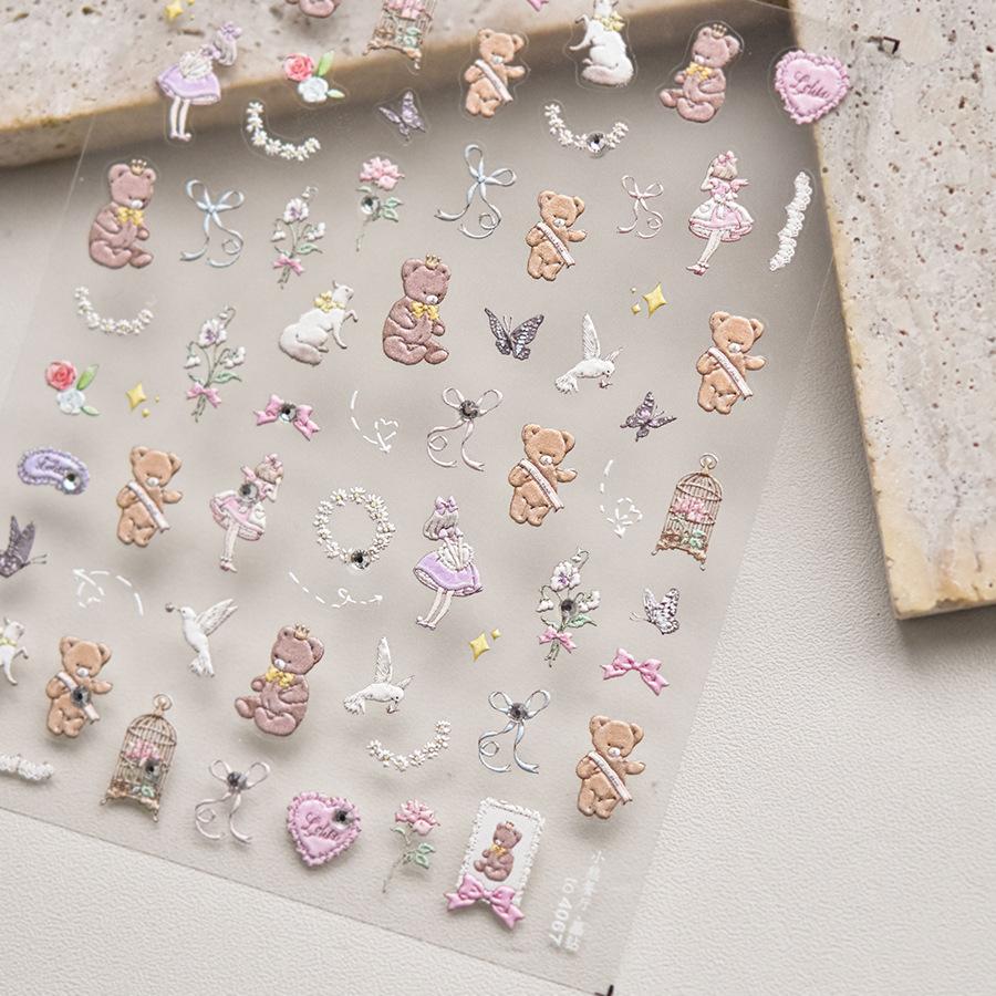 Медведь Яркие Кристальные Наклейки Для Ногтей Милые Наклейки DIY Творческий Декор