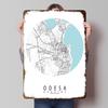 Odesa City Map Ukraine Circle Tinplate Poster Custom Wall Art Vintage Metal Signs Retro Tin Plaque for Bedroom Decorations House