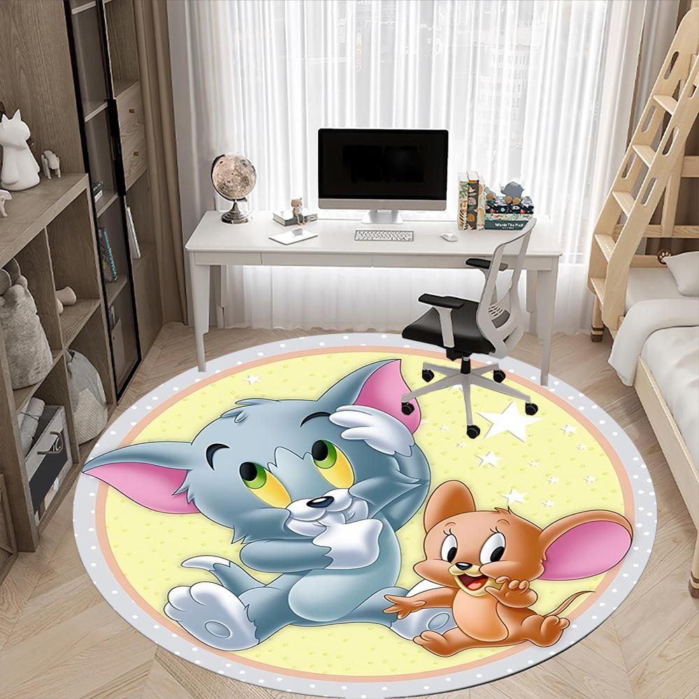 1 шт. Коврик-сиденье Tom and Jerry для офиса, Нескользящий, Мягкий и удобный, Коврик для офиса, Игровой, Легкий круглый коврик для пола yy251021004