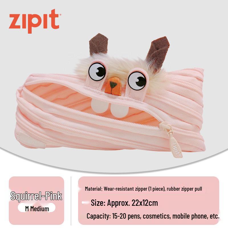 ZIPIT Средний милый пенал-монстр для детей - Большая прозрачная сумка для канцелярских принадлежностей