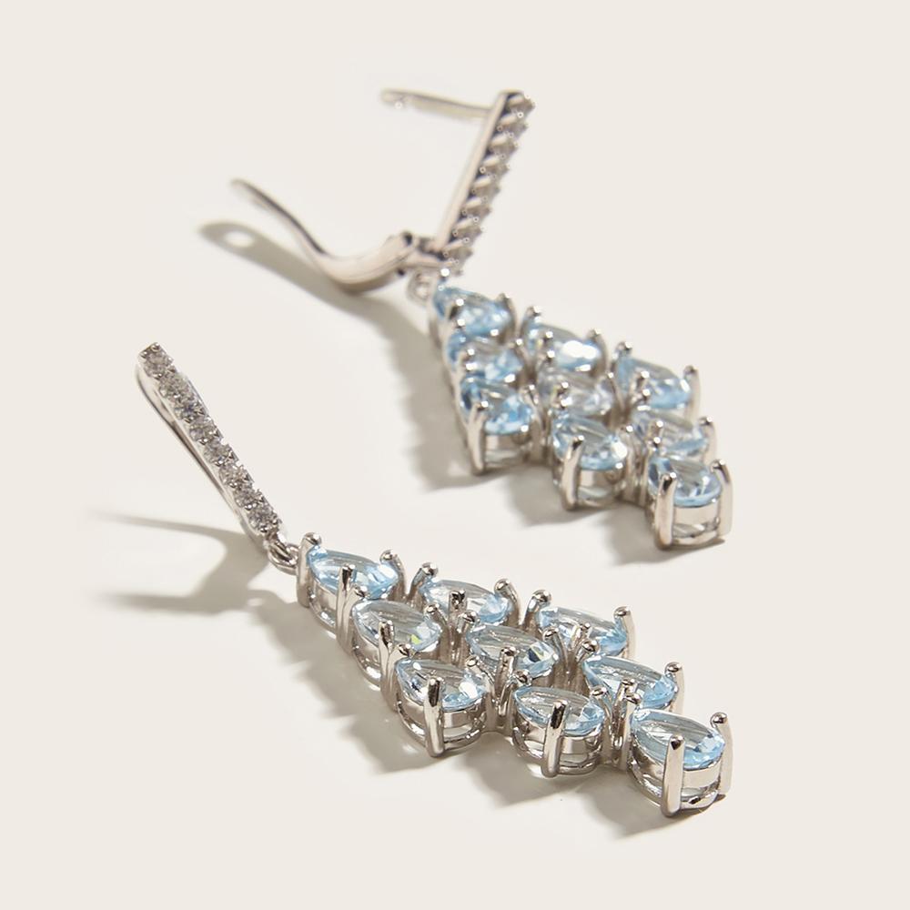 Легкие роскошные серьги с великолепным дизайном и натуральным небесно-голубым топазом для женщин, серебро 925 пробы, городская мода, изысканные ювелирные изделия