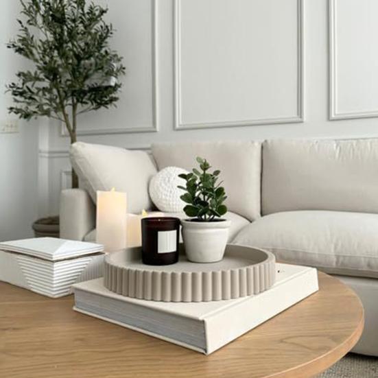 Круглый декоративный поднос из смолы диаметром 11 дюймов, однотонный поднос, минималистский декор для столешницы, центральный элемент журнального столика