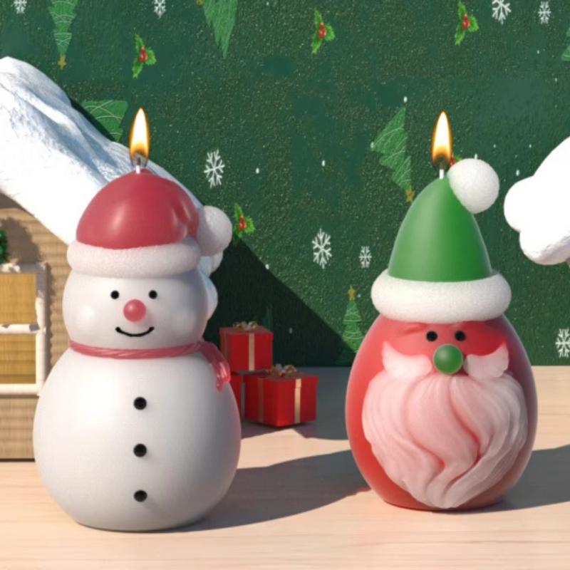 2025 New Christmas Elk Hat Snowman Silicone Candle Mold Handmade Christmas Snowman Aromatherapy Resin Mold DIY Party Gift