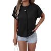 Women's Fashion Solid Color Round Neck Short Sleeved Pullover Casual T-shirt Top