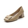 Jinfuli G500-5 Women's Chunky Mid-Heel Square-Toe Shoes, 5CM Height, 2024 Casual Versatile