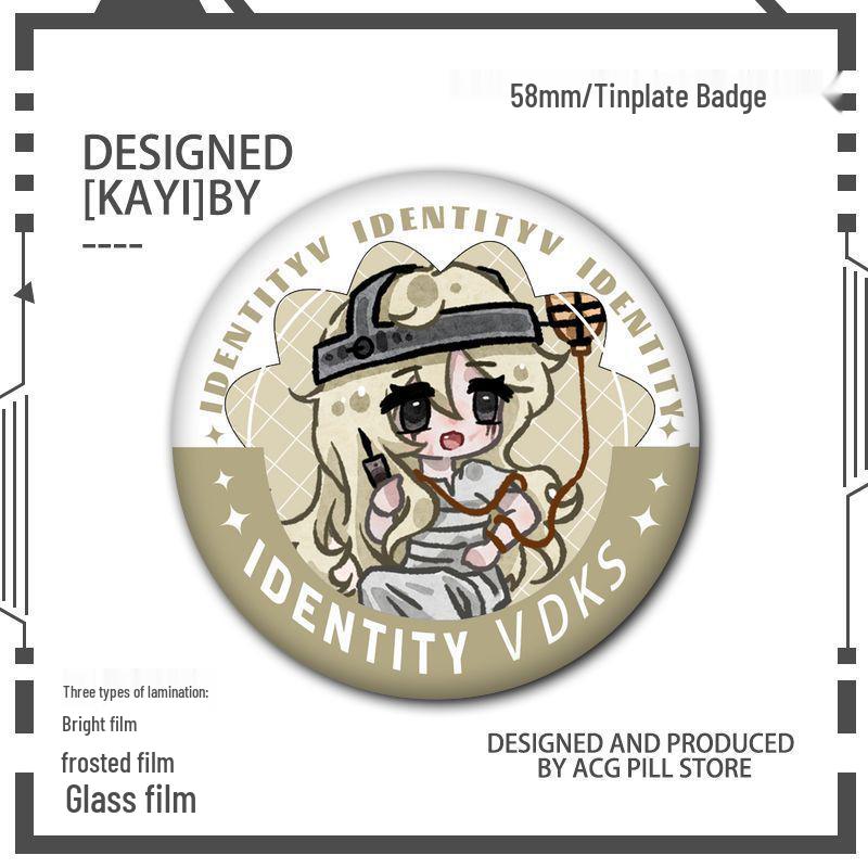 Identity V Q Version Fanmade Badges: Antique Dealer, Fisherman, Emblems, Embalmer, Prisoner, Perfumer, Laser Grains.