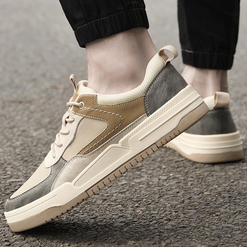 Высокое качество для мужчин Мужская повседневная обувь Уличная Универсальная Мужские вулканизированные туфли 2024 Новые Натуральная кожа Стильные мужские кроссовки