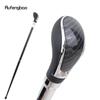Black Leather Grid Silver Walking Cane Fashion Decorative Walking Stick Gentleman Elegant Cosplay Cane Crosier 92cm