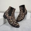 Модные женские модные одинарные ботинки на толстом каблуке, осенние, новые, с круглым носком, из леопардовой замши, противоскользящие, износостойкие, короткие ботинки