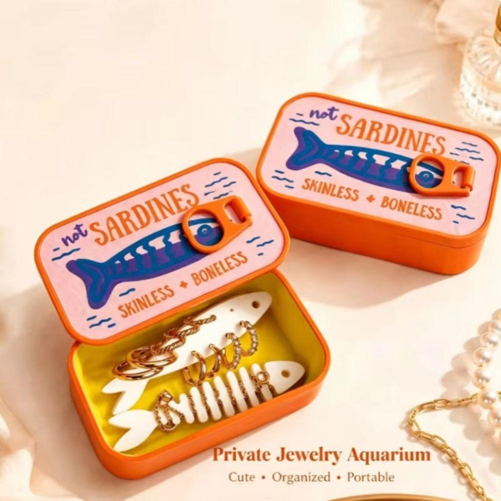 3D Printed Mini Jewelry Organizer Fishbone Insert Trinket Storage Box Earring Slots Daily Use