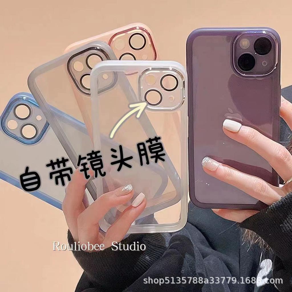 Apple 14 Phone Case iPhone 16 Pro Max with Built-in Lens Protector Transparent 15/13 XS/XR/7P Anti-Fingerprint