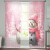 Christmas Tree Snowman Vintage Oil Painting Sheer Curtains Modern Gauze Curtain for Living Room Bedroom Voile Yarn Curtains