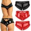 Womens Ladies Sexy Lingerie Panties Wetlook Leather Latex Open Crotch PVC Crotchless Mini Briefs Shorts Knickers Underwear