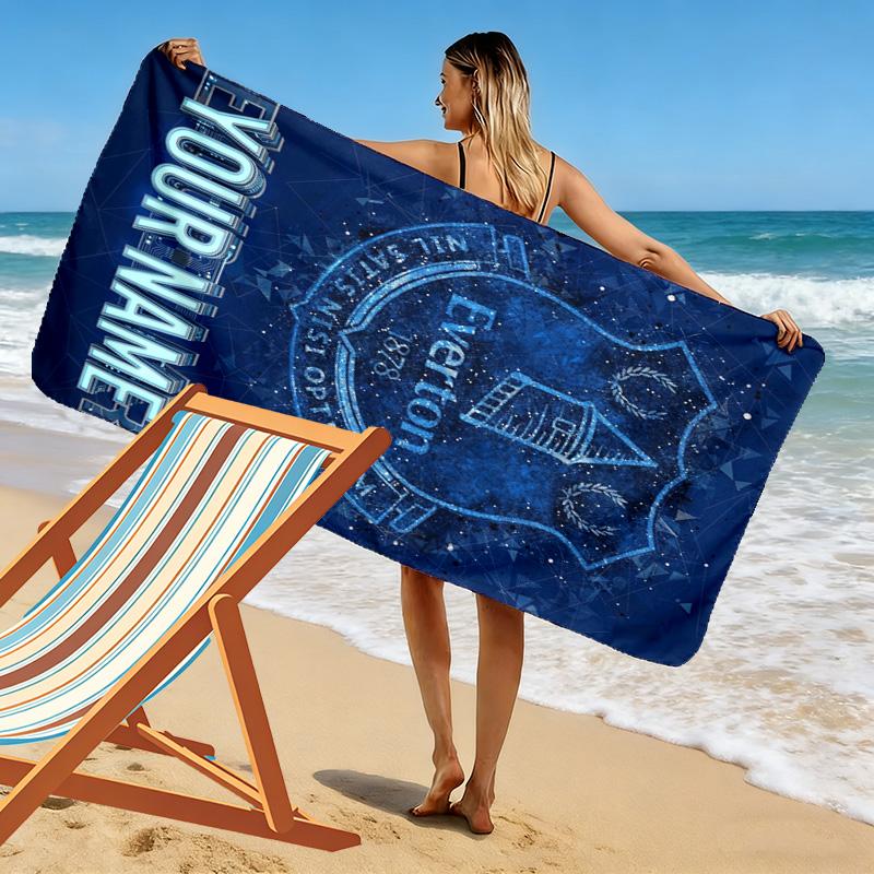 Name Custom Everton FC Print Beach Towel, Large Soft Quick Dry Towel for Beach Camping Swimming