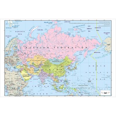Карта Азии, без национальных флагов, большая карта, английская версия образовательной карты, декор домашнего офиса, школьные учебные принадлежности