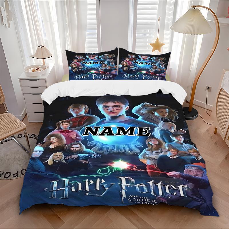 Custom Textile Hogwarts Magic Bedding 3 Piece Set HD Print Duvet Cover Pillowcases for Teens Adult Bedroom Decoration