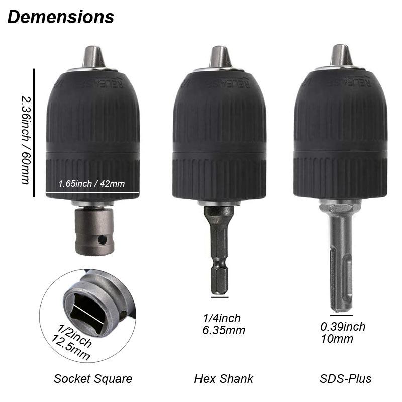 Патрон для сверления без ключа 2-13 мм, переходник с резьбой 1/2"-20UNF, быстросменный адаптер, шестигранный ударный гайковерт SDS 1/4", сверло
