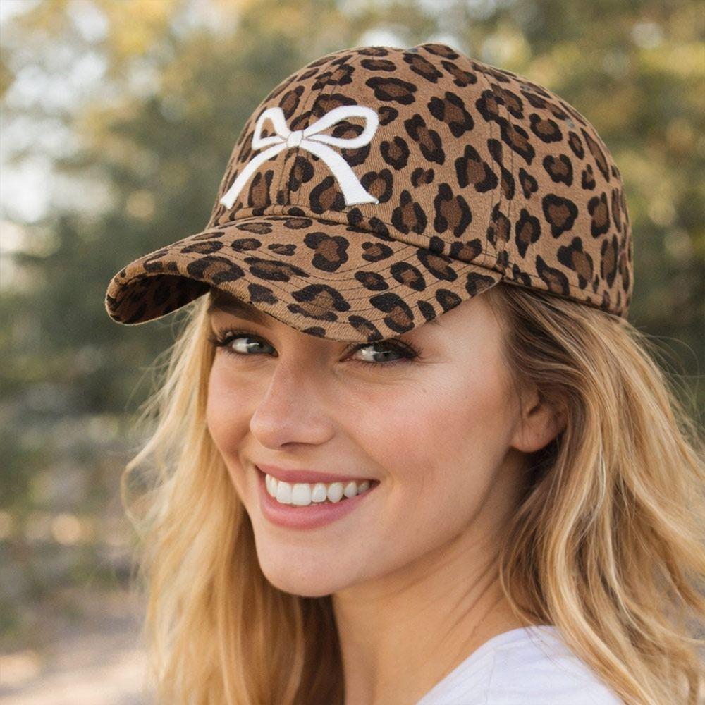 Fashion Leopard Print Baseball Cap Butterfly Adjustable Y2K Hat Embroidery Breathable Summer Cap