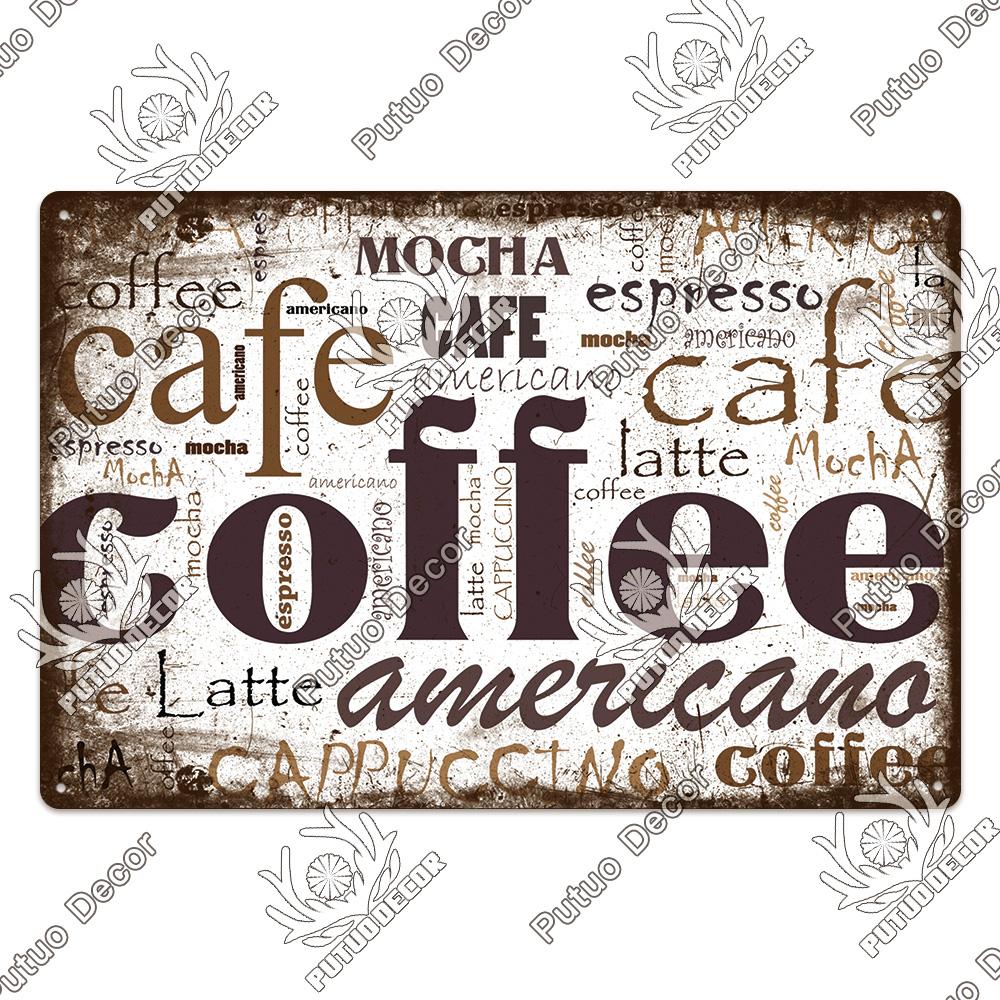 Decor Coffee Vintage Tin Sign Metal Sign Decorative Plaque Retro Plate Cafe Kitchen Living Room Coffee Bar Decoration